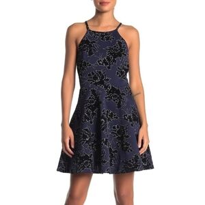 Womens Bailey Blue Navy & Black w/ Sparkling Glitter Semi Formal Dress Sz M NWT